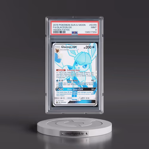 2019 Pokémon Sun & Moon Hidden Fates #SV55 Glaceon GX - Holo Full Art (PSA 9 MINT)