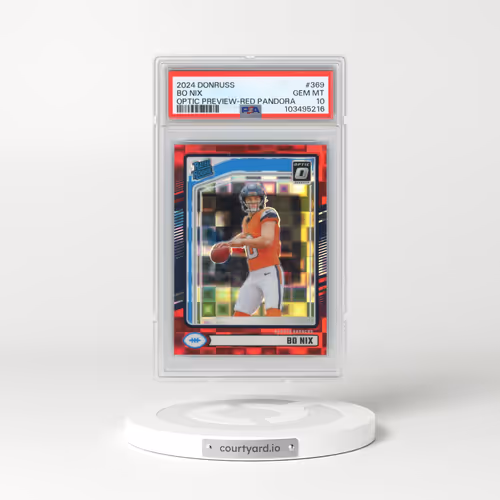2024 Panini Donruss #369 Bo Nix - Optic Preview-Red Pandora (PSA 10 GEM MINT)