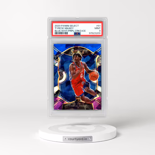 2020 Panini Select #81 Tyrese Maxey - Blue/White/Purple Cracked Ice (PSA 9 MINT)