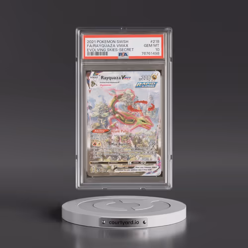 2021 Pokémon Sword & Shield Evolving Skies #218 Rayquaza Vmax - Full Art Secret (PSA 10 GEM MINT)