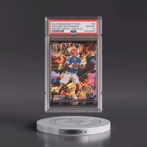 2023 Panini Prizm Draft Picks Instant Impact #II4 Anthony Richardson - Gold Ice Prizm (PSA 10 GEM MI