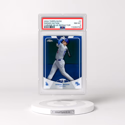 2024 Topps 50/50 Shohei Ohtani #4 Shohei Ohtani - Chrome-Blue Refractor (PSA 8 NM-MT)