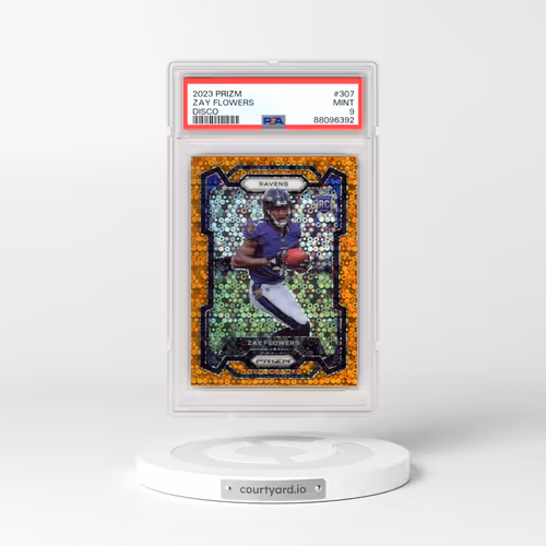 2023 Panini Prizm #307 Zay Flowers - Disco Prizm (PSA 9 MINT)