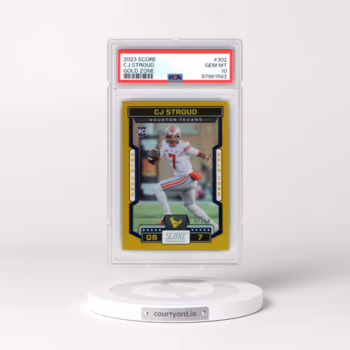 2023 Panini Score #302 CJ Stroud - Gold Zone (PSA 10 GEM MINT)