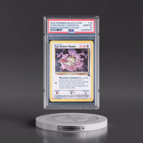 2000 Pokémon Promo Black Star #18 Team Rocket's Meowth - Pokemon League (PSA 10 GEM MINT)