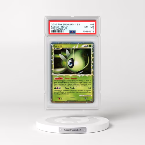 2010 Pokémon Heartgold & Soulsilver Triumphant #92 Celebi - Holo (PSA 8 NM-MT)