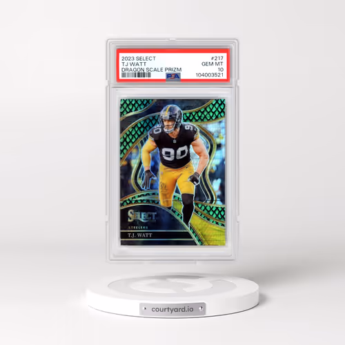 2023 Panini Select #217 TJ Watt - Dragon Scale Prizm (PSA 10 GEM MINT)