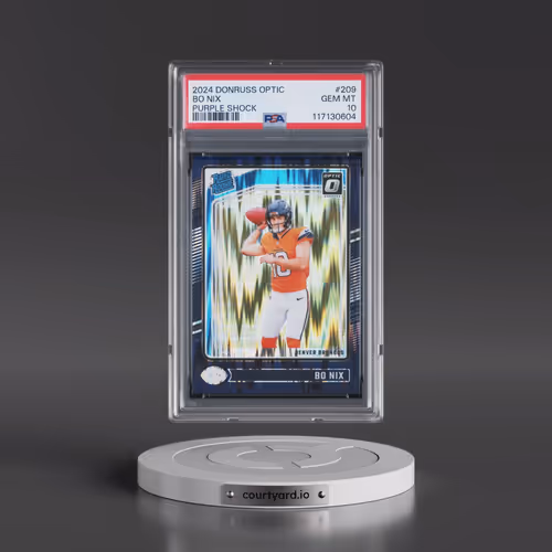 2024 Panini Donruss Optic #209 Bo Nix - Purple Shock (PSA 10 GEM MINT)