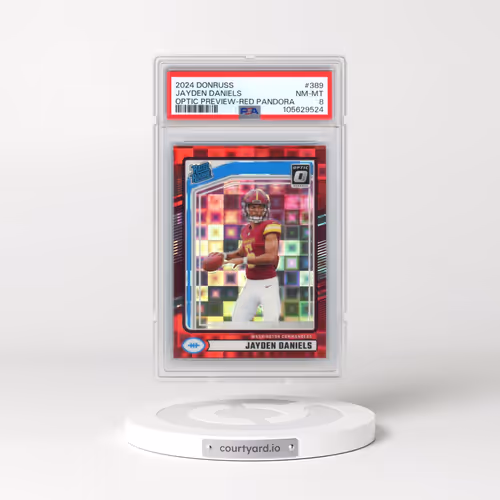 2024 Panini Donruss #389 Jayden Daniels - Optic Preview-Red Pandora (PSA 8 NM-MT)