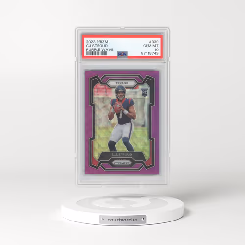 2023 Panini Prizm #339 CJ Stroud - Purple Wave (PSA 10 GEM MINT)