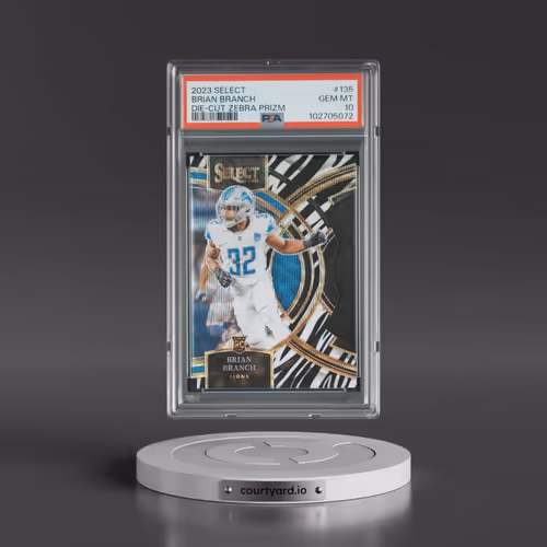 2023 Panini Select #135 Brian Branch - Die-Cut Zebra Prizm (PSA 10 GEM MINT)