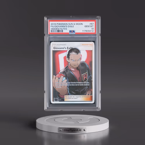 2019 Pokémon Sun & Moon Hidden Fates #67 Giovanni's Exile - Full Art (PSA 10 GEM MINT)