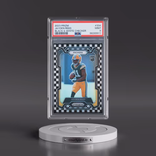 2023 Panini Prizm #334 Jayden Reed - Black & White Checker (PSA 9 MINT)