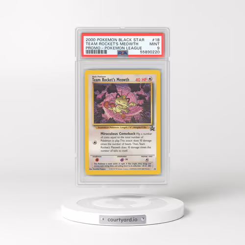 1999 Black Star Promos #18 Team Rocket's Meowth - Pokémon League (PSA 9 MINT)
