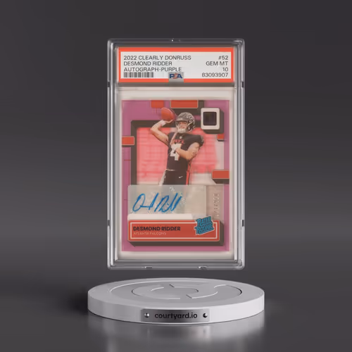 2022 Panini Clearly Donruss #52 Desmond Ridder - Autograph-Purple (PSA 10 GEM MINT)