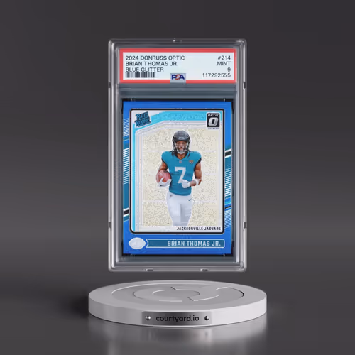 2024 Panini Donruss Optic #214 Brian Thomas Jr. - Blue Glitter (PSA 9 MINT)
