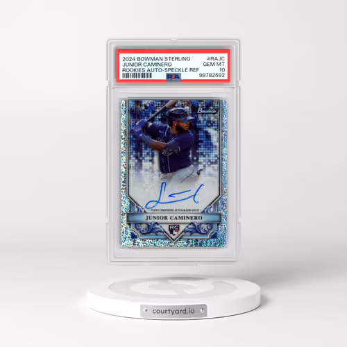2024 Bowman Sterling Rookies Autographs #RAJC Junior Caminero - Speckle Refractor (PSA 10 GEM MINT)