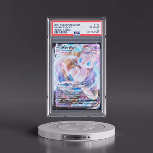 2021 Pokémon Sword & Shield Fusion Strike #114 Mew Vmax - Full Art (PSA 10 GEM MINT)