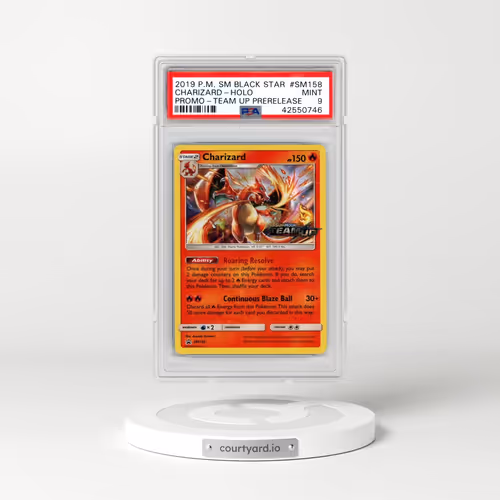 2019 Pokémon SM Black Star Promo #SM158 Charizard - Holo Team Up Prerelease (PSA 9 MINT)
