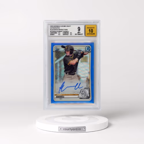 2020 Bowman Draft Chrome Draft Picks Autographs #CDARHA Robert Hassell - Blue Wave Refractor (BGS 9 MINT)