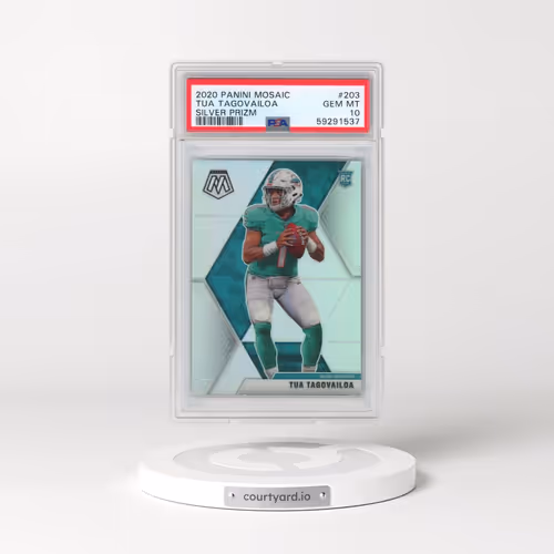 2020 Panini Mosaic #203 Tua Tagovailoa - Silver Prizm (PSA 10 GEM MINT)