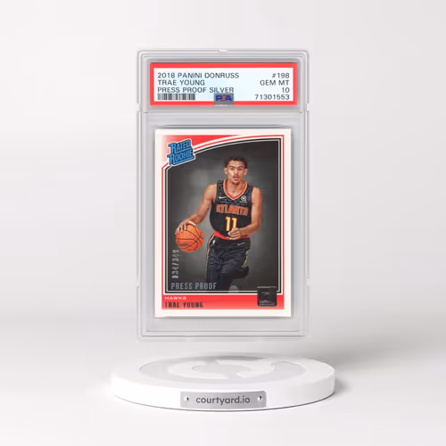 2018 Panini Donruss #198 Trae Young - Press Proof Silver (PSA 10 GEM MINT)