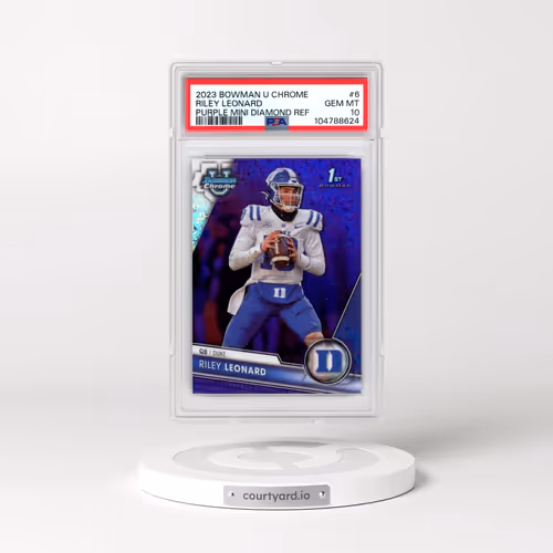 2023 Bowman University Chrome #6 Riley Leonard - Purple Mini Diamond Refractor (PSA 10 GEM MINT)
