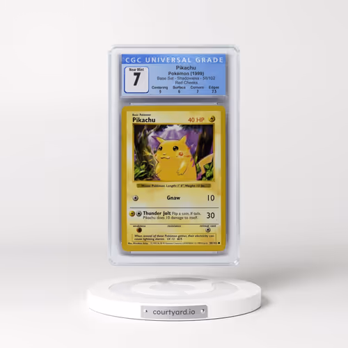 1999 Base Set #58/102 Pikachu - Shadowless Shadowless Red Cheeks (CGC 7 NM)