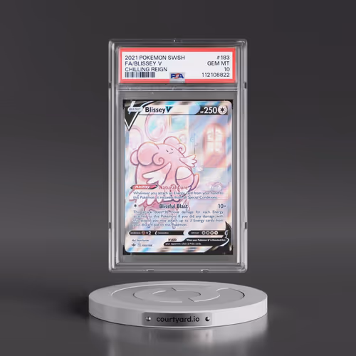 2021 Pokémon Sword & Shield Chilling Reign #183 Blissey V - Holo Full Art (PSA 10 GEM MINT)