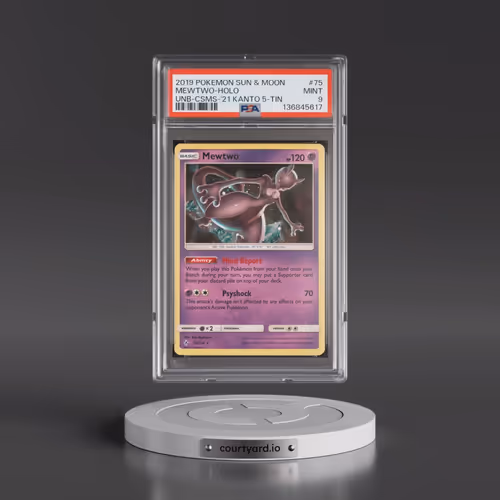 2019 Pokémon Sun & Moon Unbroken Bonds #75 Mewtwo - Holo Cosmos-2021 Kanto 5-Tin Exclusive (PSA 9 MI