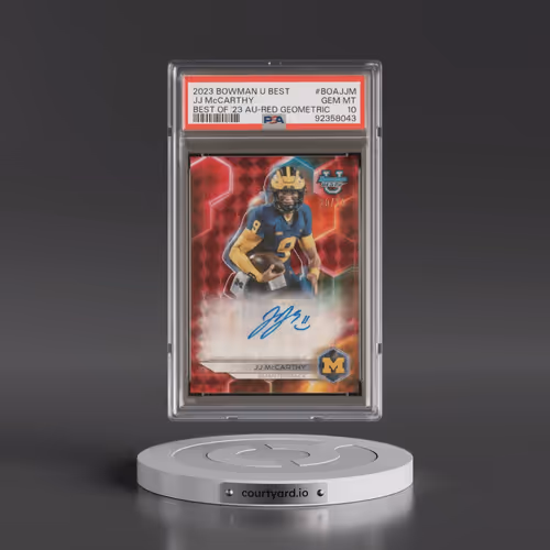 2023 Bowman University Best Best of 2023 Autographs #BOAJJM JJ McCarthy - Red Geometric (PSA 10 GEM