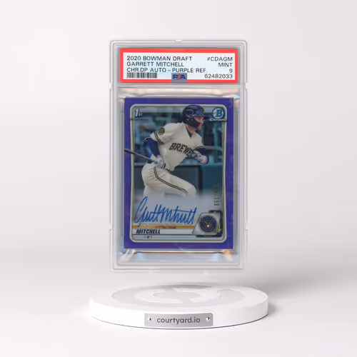 2020 Bowman Draft Chrome Draft Picks Autographs #CDAGM Garrett Mitchell - Purple Refractor (PSA 9 MINT)