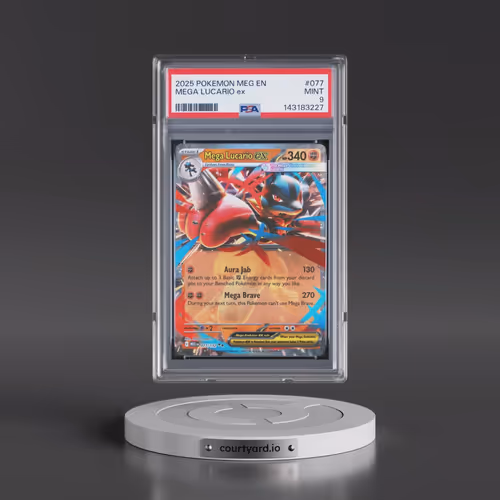 2025 Pokémon Meg EN-Mega Evolution #077 Mega Lucario EX - Holo (PSA 9 MINT)
