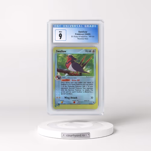 2003 EX Ruby & Sapphire (2003 Copyright, w/ "e" Symbol) #46/109 Swellow - Reverse Holo (CGC 9 MINT)
