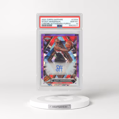 2023 Topps Chrome Sapphire Edition Topps Chrome Autographs #CGSH Scoot Henderson - Purple (PSA 10 GEM MINT)
