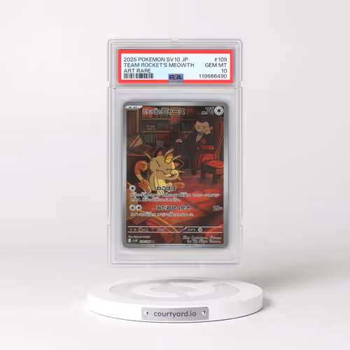 2025 Pokémon SV10-Glory of Team Rocket #109 Team Rocket's Meowth - Art Rare (PSA 10 GEM MINT)