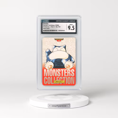 1996 Japanese Bandai Carddass #143 Snorlax - Full Art Holo Red Card (CGC 9.5 MINT+)
