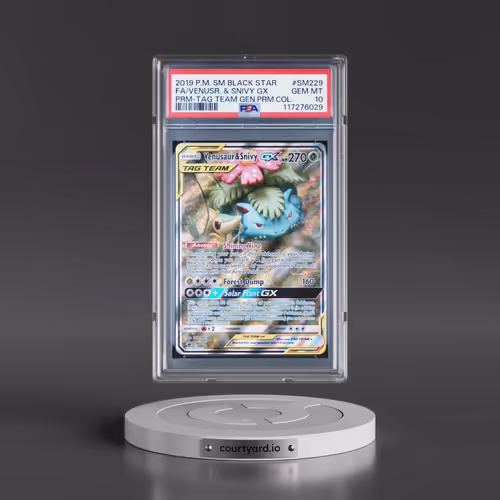 2019 Pokémon SM Black Star Promo #SM229 Venusaur & Snivy GX - Holo Full Art Tag Team Generations Pre
