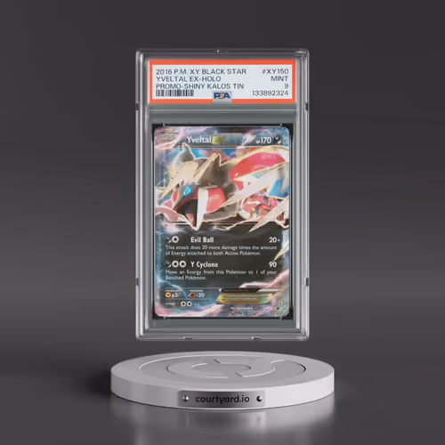 2016 Pokémon XY Black Star Promo #XY150 Yveltal EX - Holo Holo Shiny Kalos Tin (PSA 9 MINT)