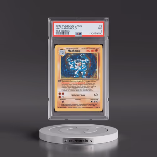 1999 Pokémon Game #8 Machamp - 1st Edition Holo (PSA 7 NM)
