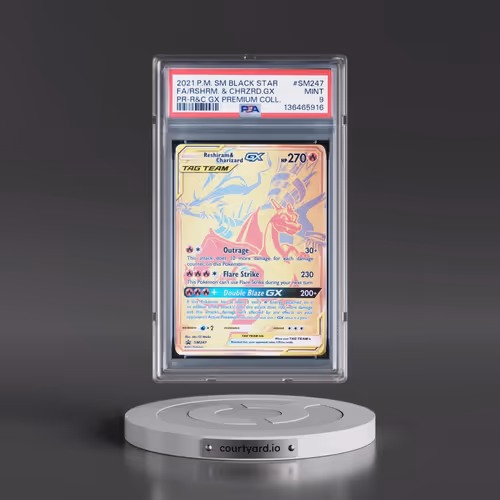 2021 Pokémon SM Black Star Promo #SM247 Reshiram & Charizard GX - Holo Full Art Reshiram & Charizard