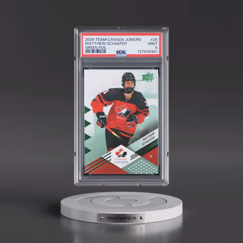 2024 Upper Deck Team Canada Juniors #25 Matthew Schaefer - Green Foil (PSA 9 MINT)