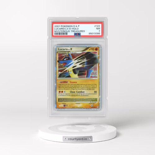 2007 Pokémon Diamond & Pearl Mysterious Treasures #122 Lucario LV.X - Holo (PSA 7 NM)