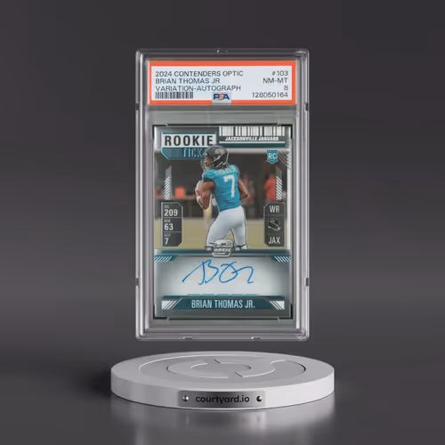 2024 Panini Contenders Optic #103 Brian Thomas Jr. - Variation-Autograph (PSA 8 NM-MT)