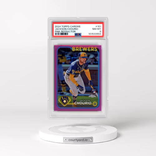 2024 Topps Chrome #161 Jackson Chourio - Pink Refractor (PSA 8 NM-MT)