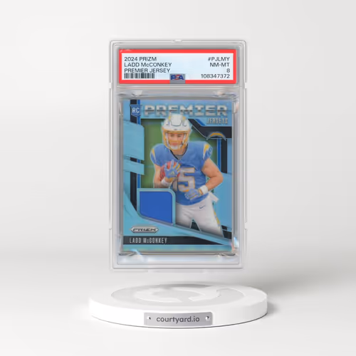 2024 Panini Prizm Premier Jerseys #PJLMY Ladd McConkey (PSA 8 NM-MT)