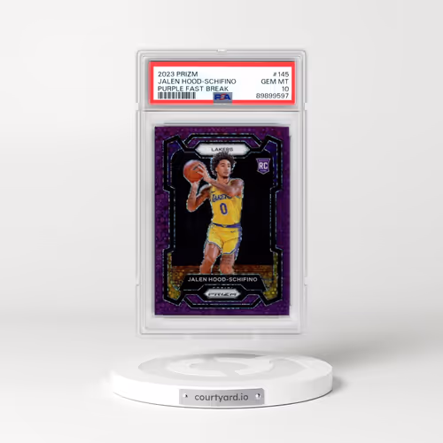 2023 Panini Prizm #145 Jalen Hood-Schifino - Purple Fast Break (PSA 10 GEM MINT)
