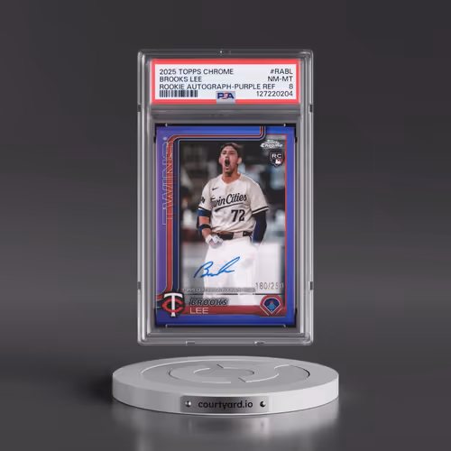 2025 Topps Chrome Rookie Autographs #RABL Brooks Lee - Purple Refractor (PSA 8 NM-MT)