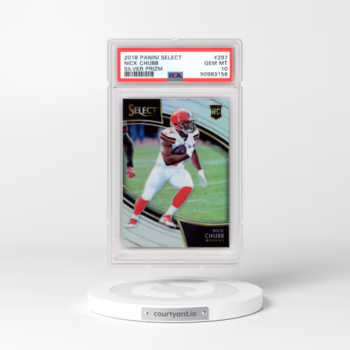 2018 Panini Select #297 Nick Chubb - Silver Prizm (PSA 10 GEM MINT)