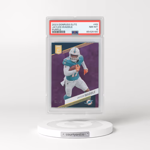 2023 Panini Donruss Elite #49 Jaylen Waddle - Purple (PSA 8 NM-MT)